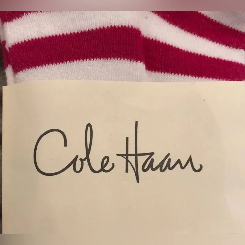 Cole Haan Socks In Wide Stripe Ped Rock Candy And White 2 Packs - Picture 4 of 4